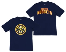 FISLL NBA Men's Denver Nuggets Team Color, Name and Logo Premium T-Shirt