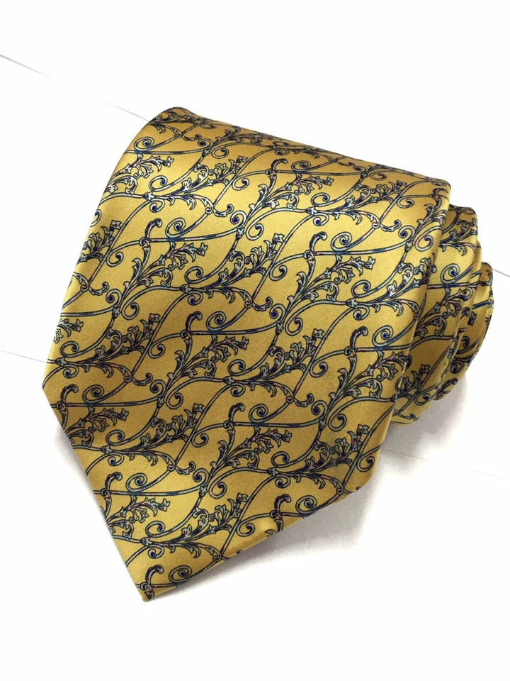 Подлинный BORSALINO цветочный дизайн на блеск зеленый 100% шелк галстук - Изображение 2 из 4