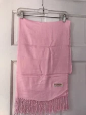 Pashima women 72" X 27" solid pink scarf/wrap with fringe