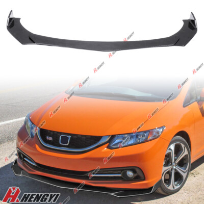 Universal Carbon Fiber Style Front Bumper Lip Splitter – 3-Piece Body Kit For Honda Civic Coupe