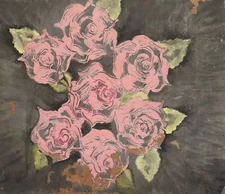 Antique realist oil painting flowers still life