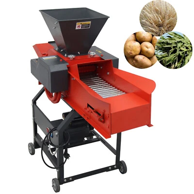 CHONGYTTUO 6-blade Hay Cutter Pulverizer with Belt Conveyor & Air Switch 220V 500-1000kg/h