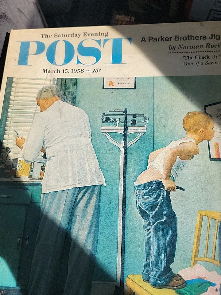Rompecabezas de 500 piezas raro, vintage, Saturday Evening Post, Norman Rockwell The Check Up Foto 2 de 3