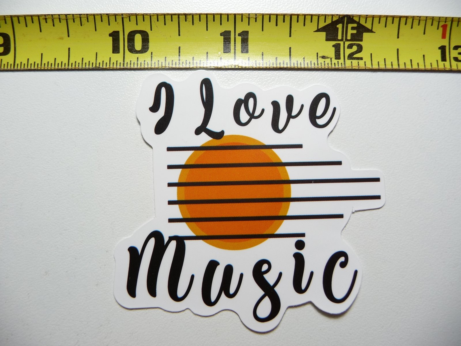 I Love Music Sun Staff Paper Sticker Decal for Musicians and Bands