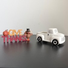 Thanksgiving Decor Set OS Multicolor White Give Thanks Turkey Truck Harvest