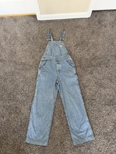 Vintage 90s GUESS USA Denim Overalls Carpenter Wide Leg Triangle Logo Light Wash