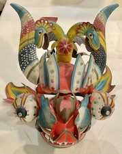 VINTAGE Industrial ARGENTINA Two Headed Dragon Metal Ceremonial Mask - RARE!