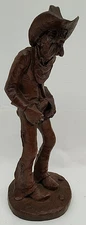 Wetherbee Cowboy Figurine Faux Wood Resin Statue Red Mill Mfg Vintage 80s 1986