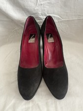 Vintage Charles Jourdan Bis Black Suede Pumps Heels Spain Women s Size 7.5
