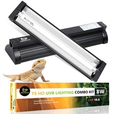 T5 UVB Reptile Light Fixture Combo Kit 8W 10.0   Complete HO UVB Light for