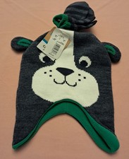 Carter's Beanie Trapper Ear Flap Child Toddler Cap Hat  Mittens Set Green Gray
