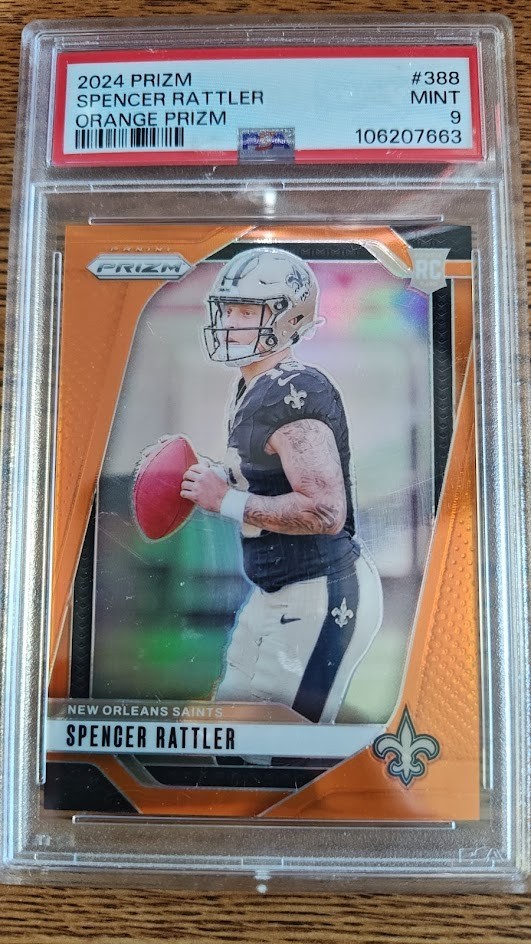 Spencer Rattler 388 2024 Prizm Orange /249 PSA 9