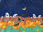 Avon VTG Halloween Cotton Tablecloth Glow in Dark Jack O Lanterns Ghosts 58x96"