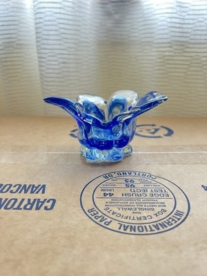 Blue Glass Butterfly & Flower-Shaped Candle Holder   Arboretum Store, Heavy