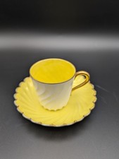 Antico piattino moka Haviland Limoges oro giallo 1890 porcellana vittoriana