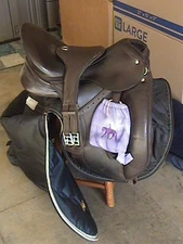 2009 Custom Schleese 18" Wave Dressage Saddle w/ COMPLETE Bridle Bit Reins Bags