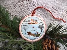 VILLEROY BOCH NAIF CHRISTMAS ORNAMENT LAPLAU VILLAGE HORSE CART CHURCH NO2 3.25"