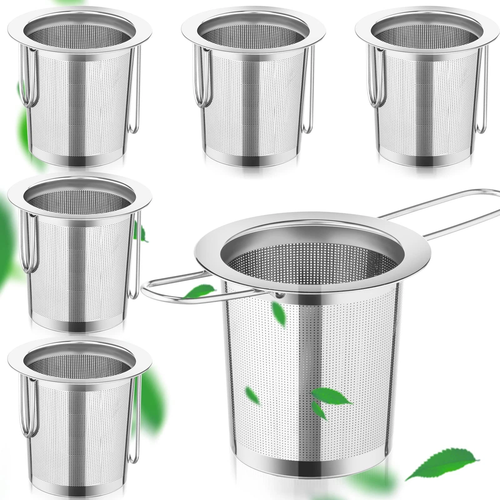 6 Pcs Tea Strainer, Stainless Steel Tea Infuser Hanging on Teapots Mugs Cups ...