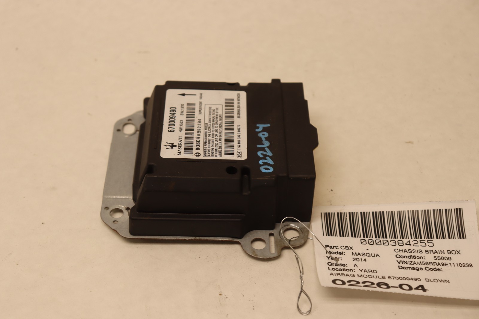 2014-2017 MASERATI QUATTROPORTE AIR BAG SRS RESTRAINT CONTROL MODULE OEM