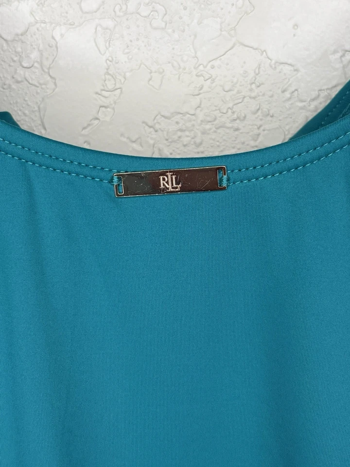 Traje de baño Lauren Ralph Lauren talla 16 de una pieza con volantes con aros Aqua Foto 4 de 4