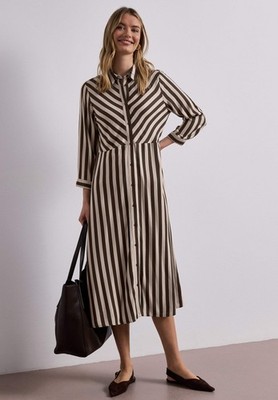 Street One - Midi-Kleid mit durchgehender Knopfleiste - Farbe: clay sand