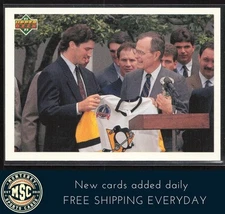 White House Welcome Mario Lemieux / George Bush 1991-92 Upper Deck #47 Penguins