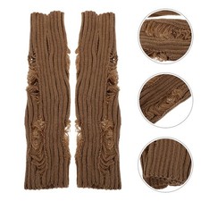  2 Pairs Crochet Gloves Thumbless Mittens Arm Warmers Women Knitted Cuff
