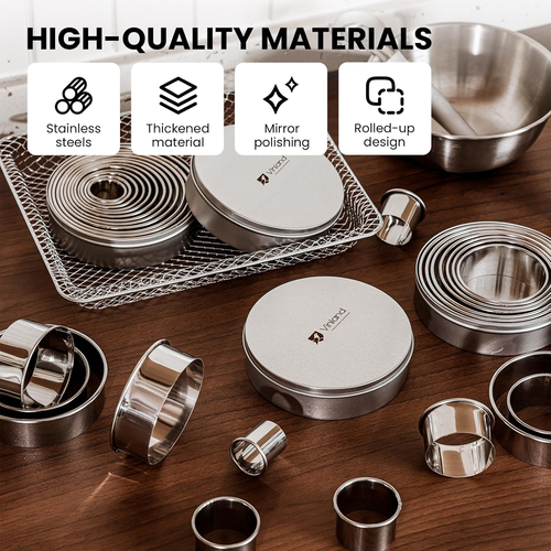 12 Pcs 304 Stainless Steel Biscuit Cutter Set - round Cookie Cutters for Baking - Foto 5 di 12