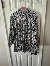 T by Talbots Gray Cream Black Quarter Zip Athleisure Pullover Size L Large