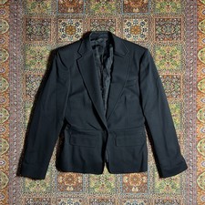 Gucci Blazer Nero Lana Bottone Frontale "Gucci" Donna Taglia 42 Made In Italy
