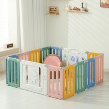 14 Panels Baby Play Pen, Extra Large Baby Playpen, Foldable Astronauts Play P...