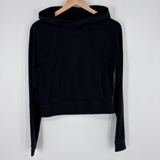 Lululemon All Yours Cropped Hoodie Women 6 Black Sweatshirt Activewear Gym