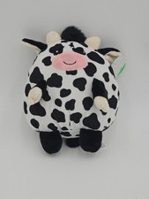 Target Cow Plush Black White 7" Round Egg Shaped Squishy Stuffie Plushie Toy