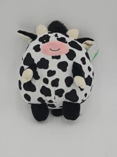 Target Cow Plush Black White 7" Round Egg Shaped Squishy Stuffie Plushie Toy