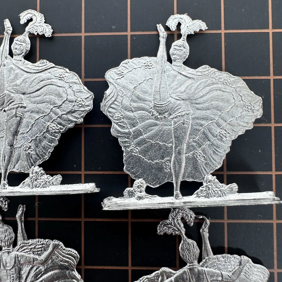 Berliner Zinnfiguren Victorian Dancing Girls Tin Flats Toy Soldier Civilian Lady - Image 2 of 4