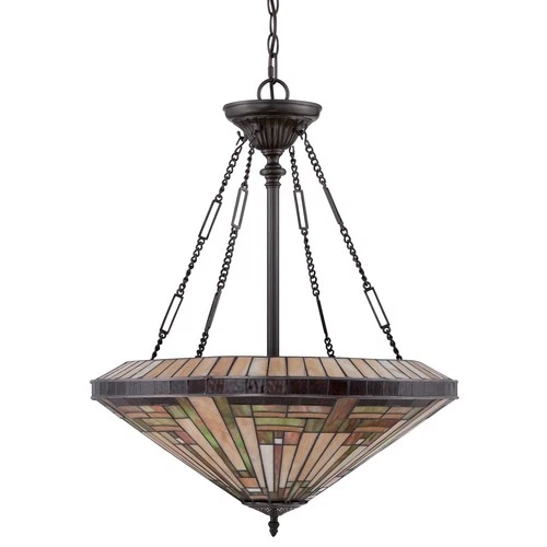 Quoizel TFST2822 Bronze Stephen 4-Light Bowl Pendant With Tiffany Stained Glass - Picture 5 of 5