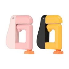 2pcs Table Cartoon Animal Hook Bag Hanger, Black/Yellow, Pink