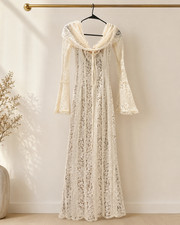 House of CB Belle Cream Floral Lace Off Shoulder Maxi Dress Size S