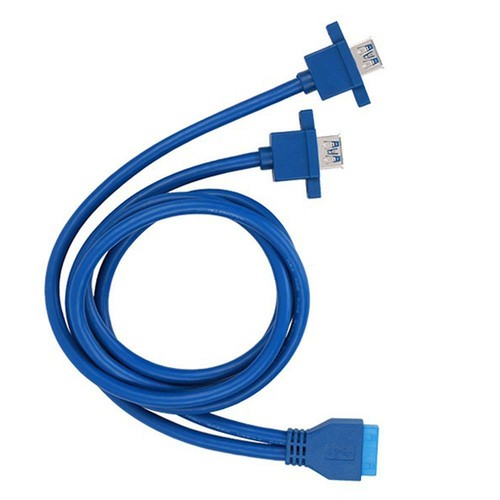 19Pin header Motherboard to Dual USB3.0 A Female Panel Mount Extension Cable - Picture 3 of 5