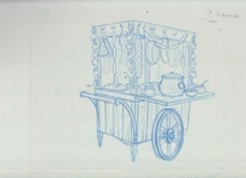 STRAWBERRY SHORTCAKE Sausage Cart 11x8.5" Animation Pencil Drawing #nn