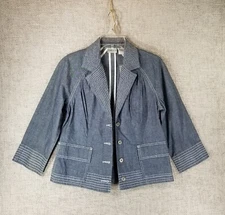 Chico’s Chambray Alfie Lightweight Denim Jacket Indigo Women's XS 4 Blue NWT