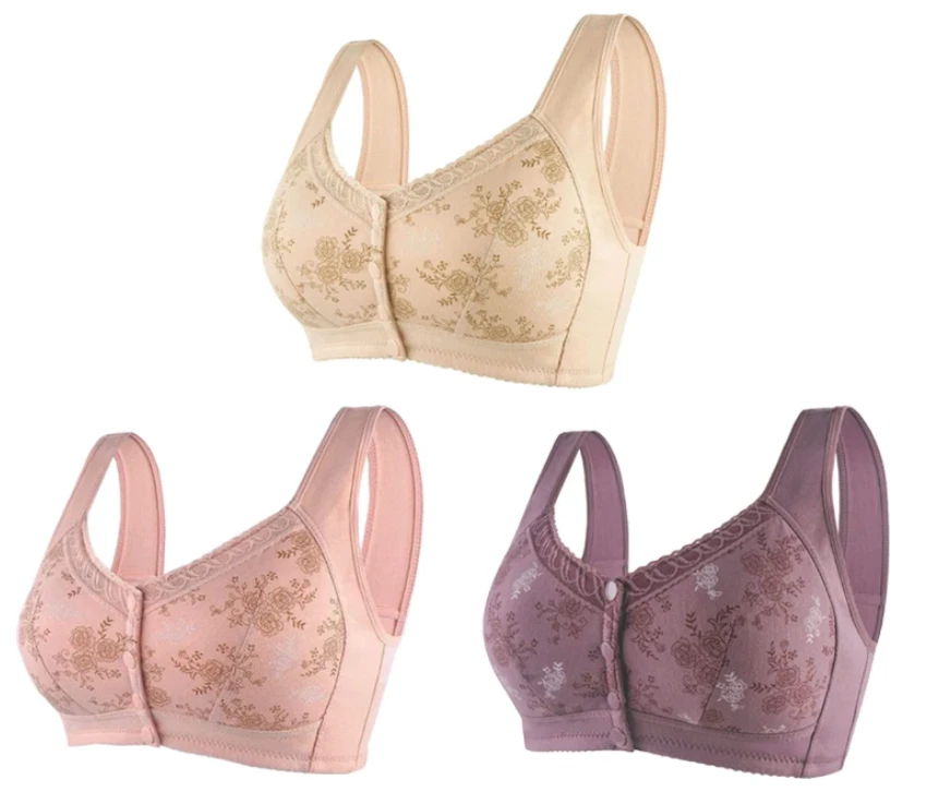 Glamorette Cotton Front Closure Bra, Front Closure Bras for Women No Underwire - Image 3 of 4