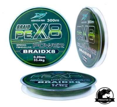 X8 300m Miracle Power Braid X8 Grün Angelschnur 8fach geflochtene Schnur Angeln