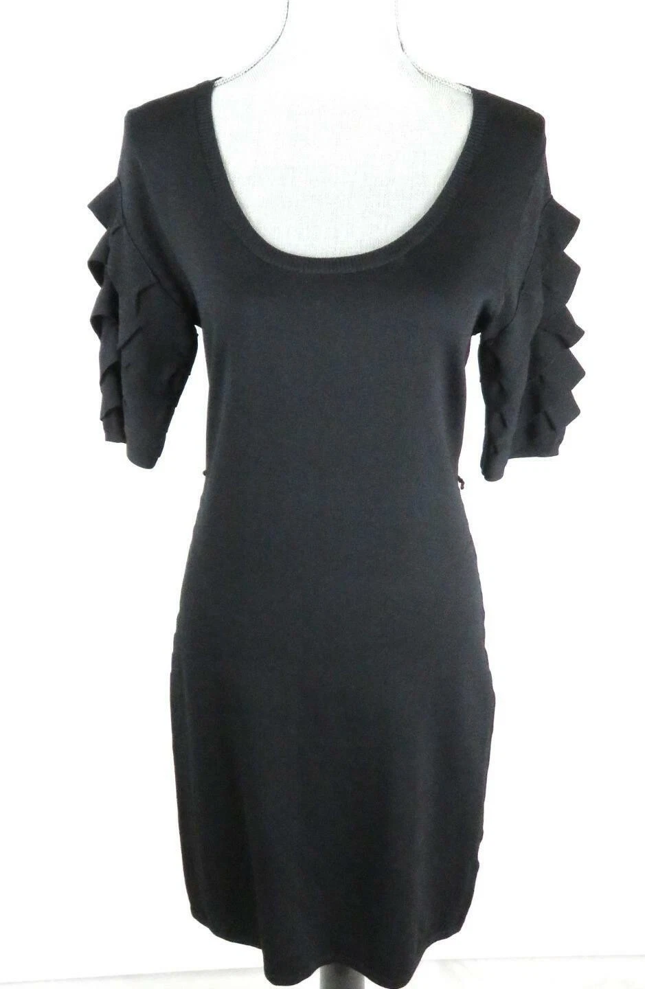 VETEMENTS Abito Adrienne Vittadini nero taglia M maglione maglia maniche svolazzanti ret $138