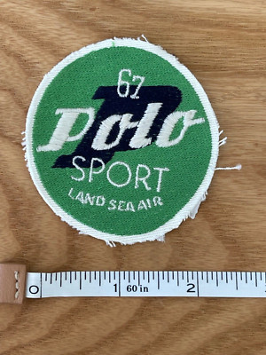 Polo Sport dead stock patch green retro auto racing style font and layout