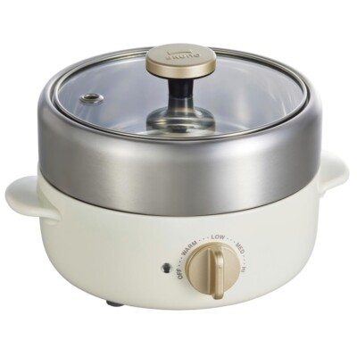 BRUNO Compact Multi-Grill Pot White Electric Pot For 1-2 Person