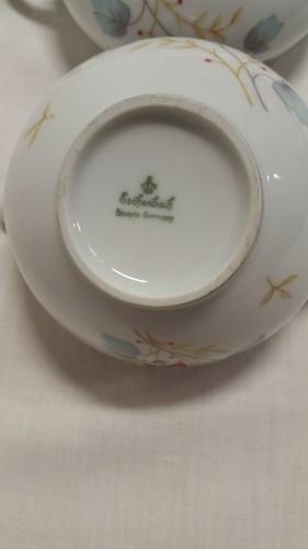 Eschenbach Bavaria Germany China P 1341 Creamer Sugar Bowl Lid White w/Flowers - Picture 10 of 11