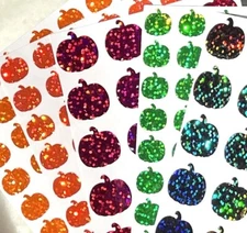 Holographic Sparkle Pumpkin Stickers! - 0.4 to 3 inch - Halloween/Fall Crafts