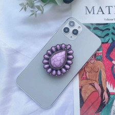 Brand New Western Ladies Lavender Stone Tear Drop Adjustable Phone Grip
