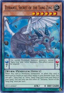 Zefraniu, Secret of the Yang Zing - PEVO-EN047 - Super Rare - 1st Edition x3 - N